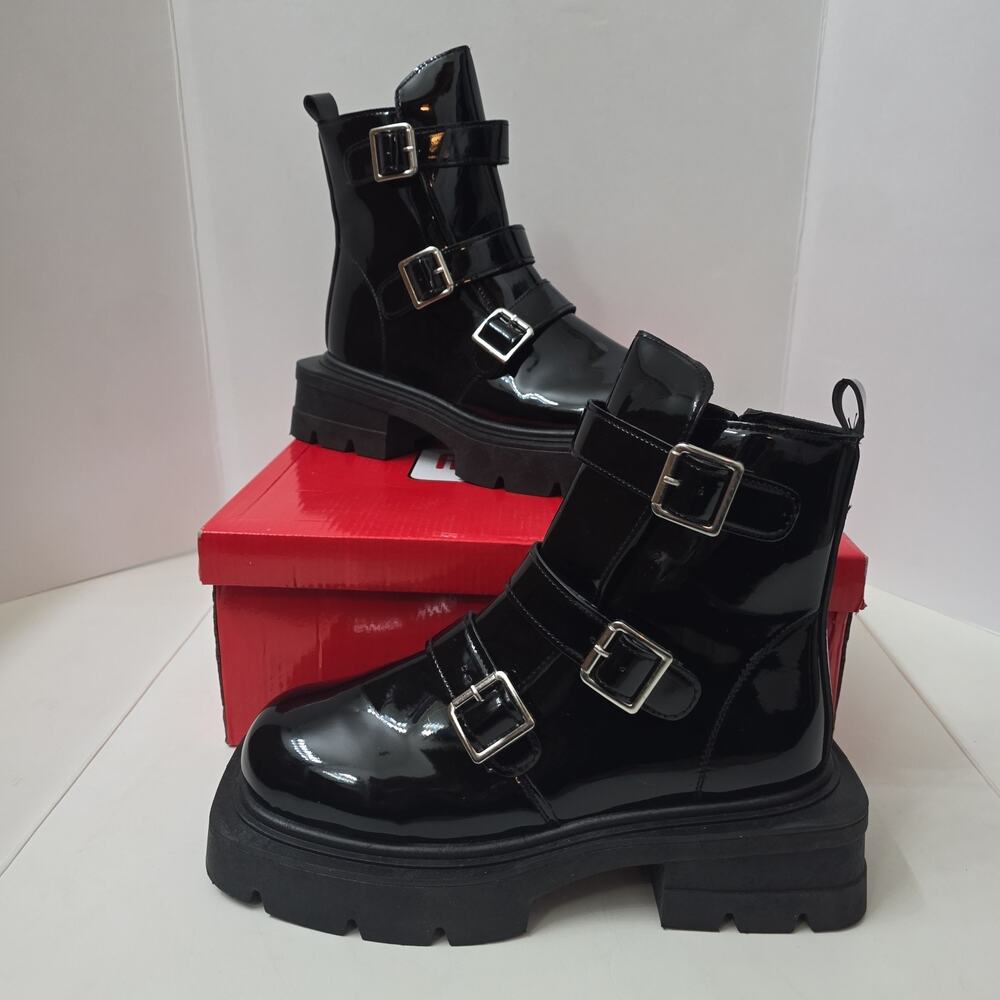 Rouge Helium Boots Womens Size 10 Black Platform Combat Lace Up Zip CIGA-01
